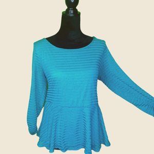 Tattoo Me Turquoise Stretch Peplum Blouse